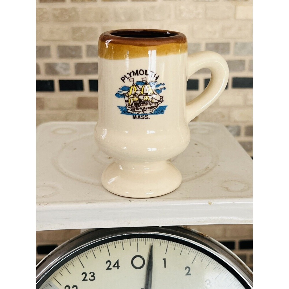 Plymouth‎ Massachusetts Pottery Mini Beer Stein / Mug 3.25" Tall Travel Souvenir